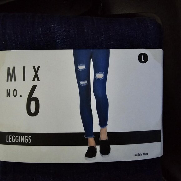 NWT/NIP: MIX No 6 Blue Distressed Leggings - Picture 5 of 5